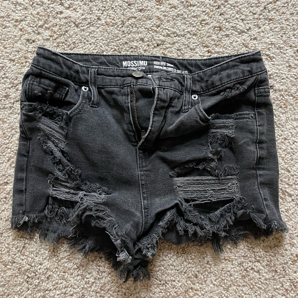 Women’s Black high-waist denim shorts. Size 6/28.